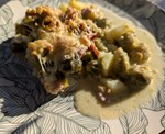 Gratin de pommes de terre et de choux de bruxelles