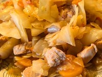 Emincé de chou blanc aux poulet