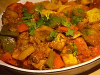 Tofu aux poivrons et épices.
