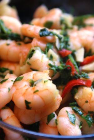 Crevettes pimentées à la roquette